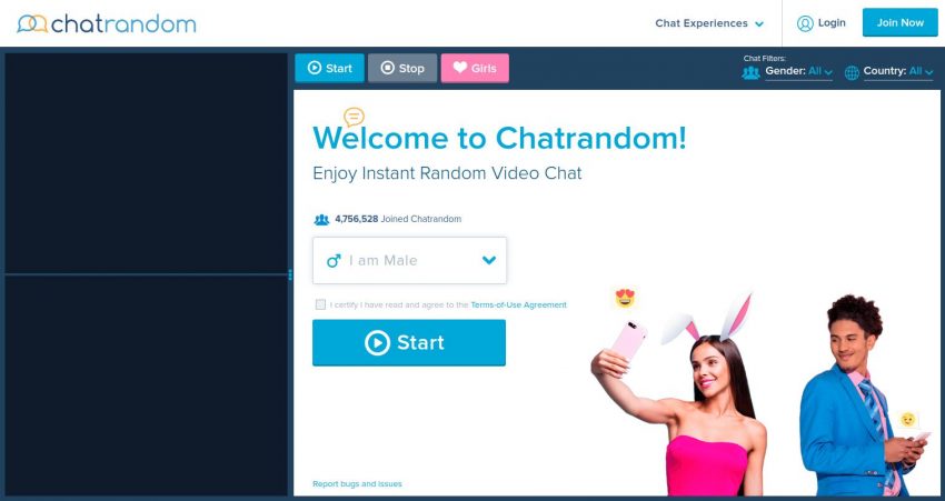 ChatRandom Home Page Screenshot
