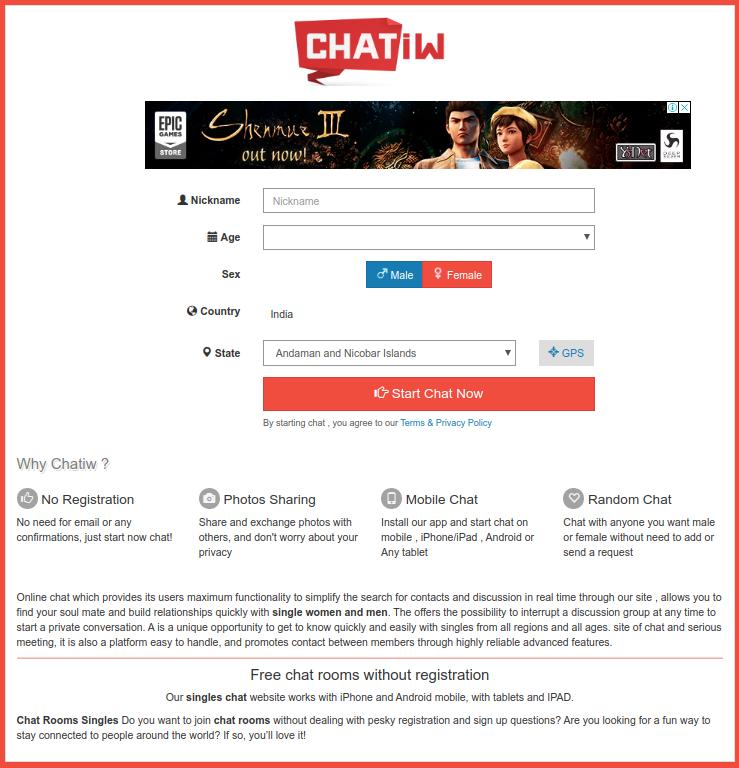 Chatiw Home Page Screenshot