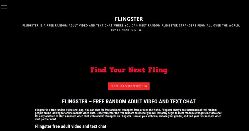 Flingster Home Page Screenshot