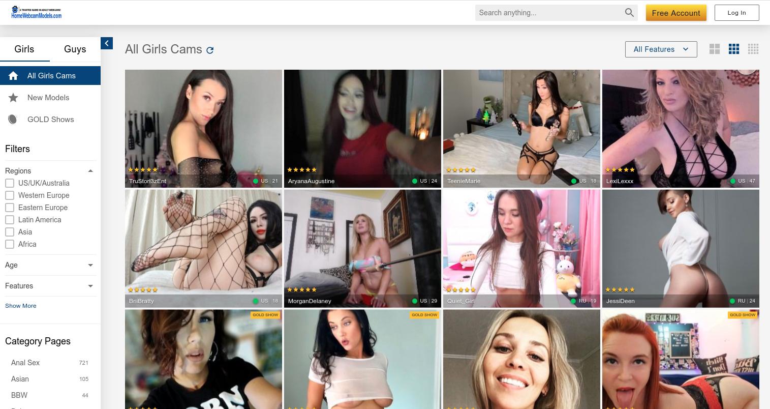 HomeWebcamModels Home Page Screenshot