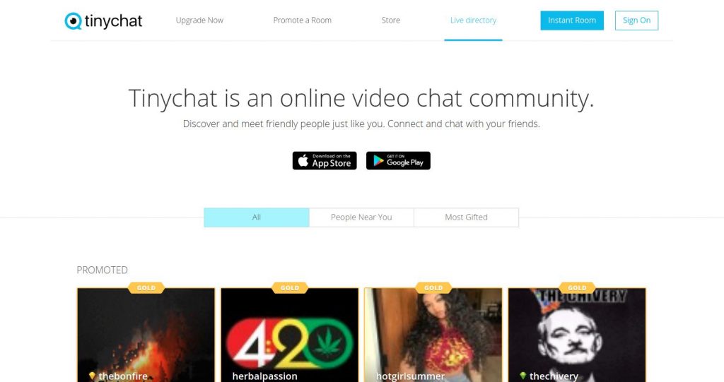 TinyChat Home Page Screenshot